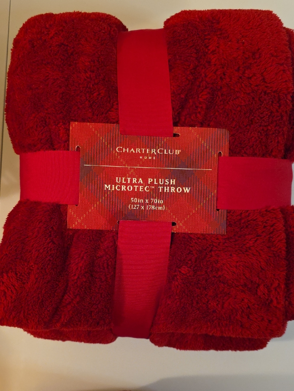Charter Club Plush Microtec Throw - Deep Red